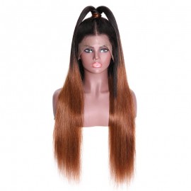 Incolorwig Ombre Straight Human Hair Wig T1B/4 Color 13x6 Straight Lace Front Wig 150% Density Wig