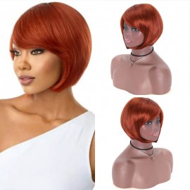Incolorwig Silky Straight Short Bob Wigs 150% Density Human Hair Wigs #33 Pure Color Machine Made Bob Wigs
