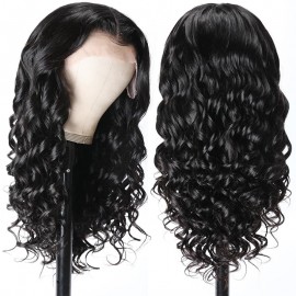 Incolorwig Loose Wave Long Wig Natural Black 13x4 Lace Front Wig Pre Plucked With Baby Hair For Women