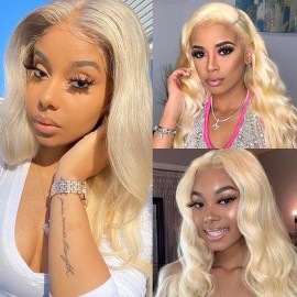 Incolorwig High Quality Peruvian Human Hair Hot #613 Blonde Body Wave 4 Bundles With 4*4 Lace Closure Free Part Closure