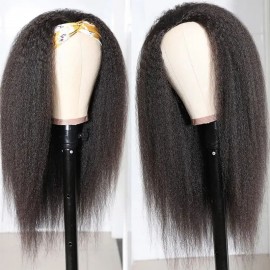 Incolorwig Kinky Straight Human Hair Half Wigs Glueless 3/4 Half Wigs 150% Density Wigs