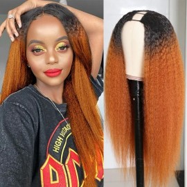 Incolorwig Ombre Wig #T30 U Part Wig Kinky Straight Human Hair Wigs 150% Density Colored Wigs