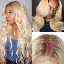 Incolorwig Transparent Full Lace Wig T4 613 Ombre Blonde Body Wave 150% Density Pre Plucked Invisible Lace Wig