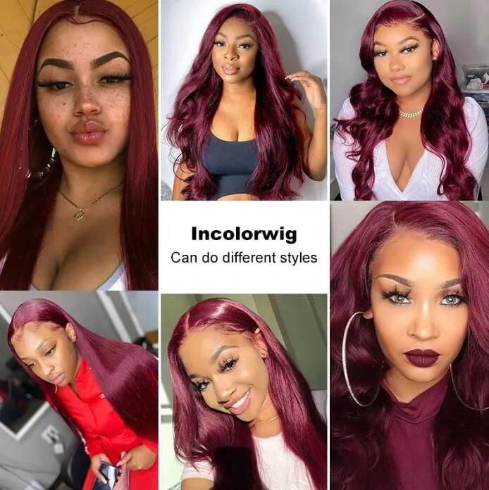 burgundy straight wig