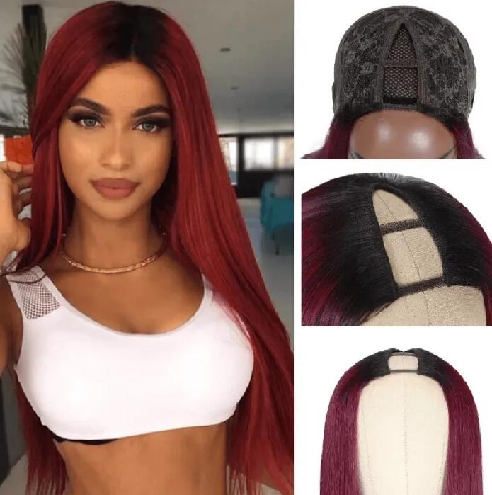 burgundy v part wig