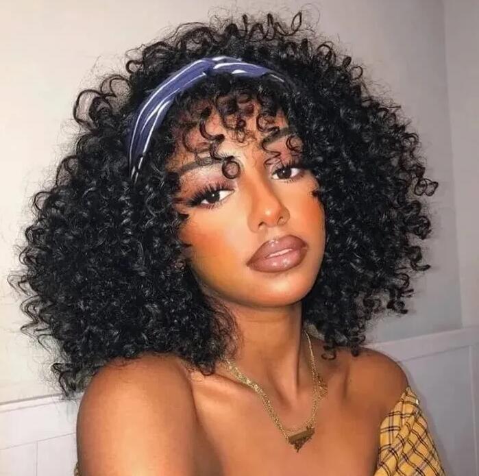 short curly bob headband wig