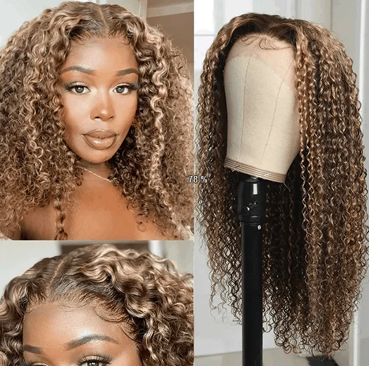 honey blonde highlight jerry curly wig